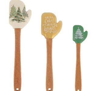 Holiday Silicone Spatula Set - Green, Gold, White